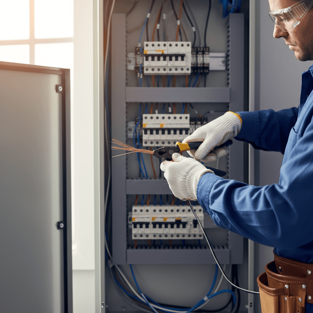 MASTERWIRE AMP electrician installing electrical panel